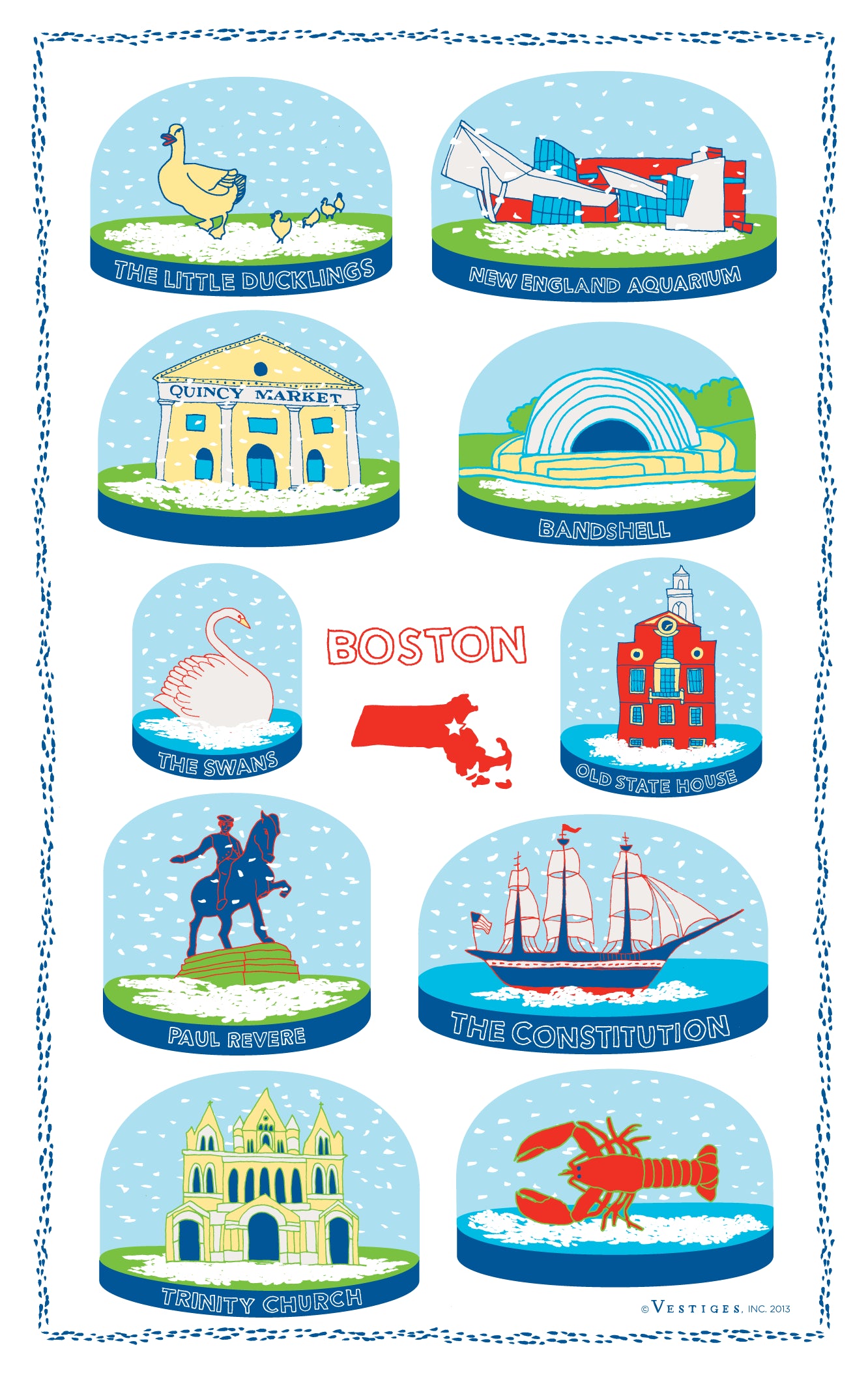 Boston Snow Globes created by artist Alexandra Roche