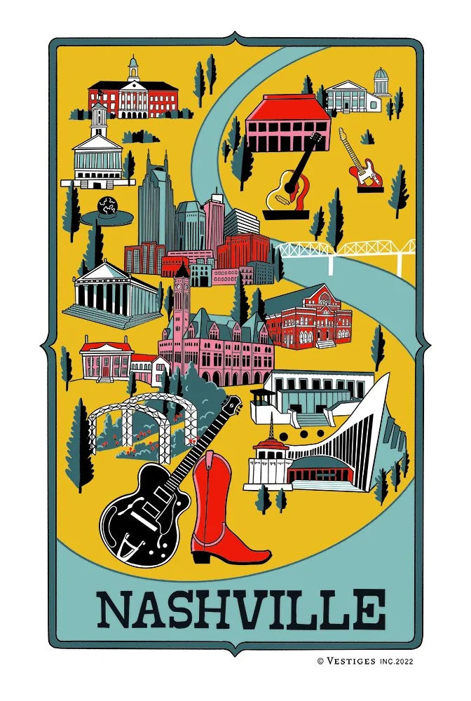 Nashville City Collage created by artist Julie Van Grol