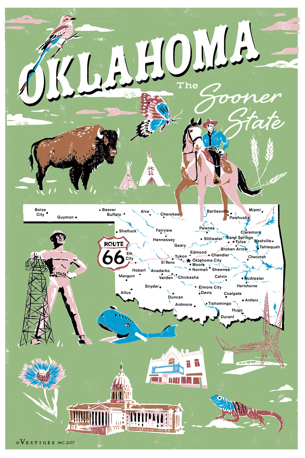 Oklahoma Icons created by artist Madelyn Kozlowsky