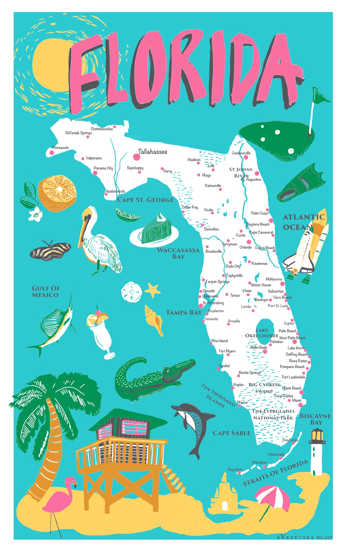 Florida Icons created by artist Britt Madson