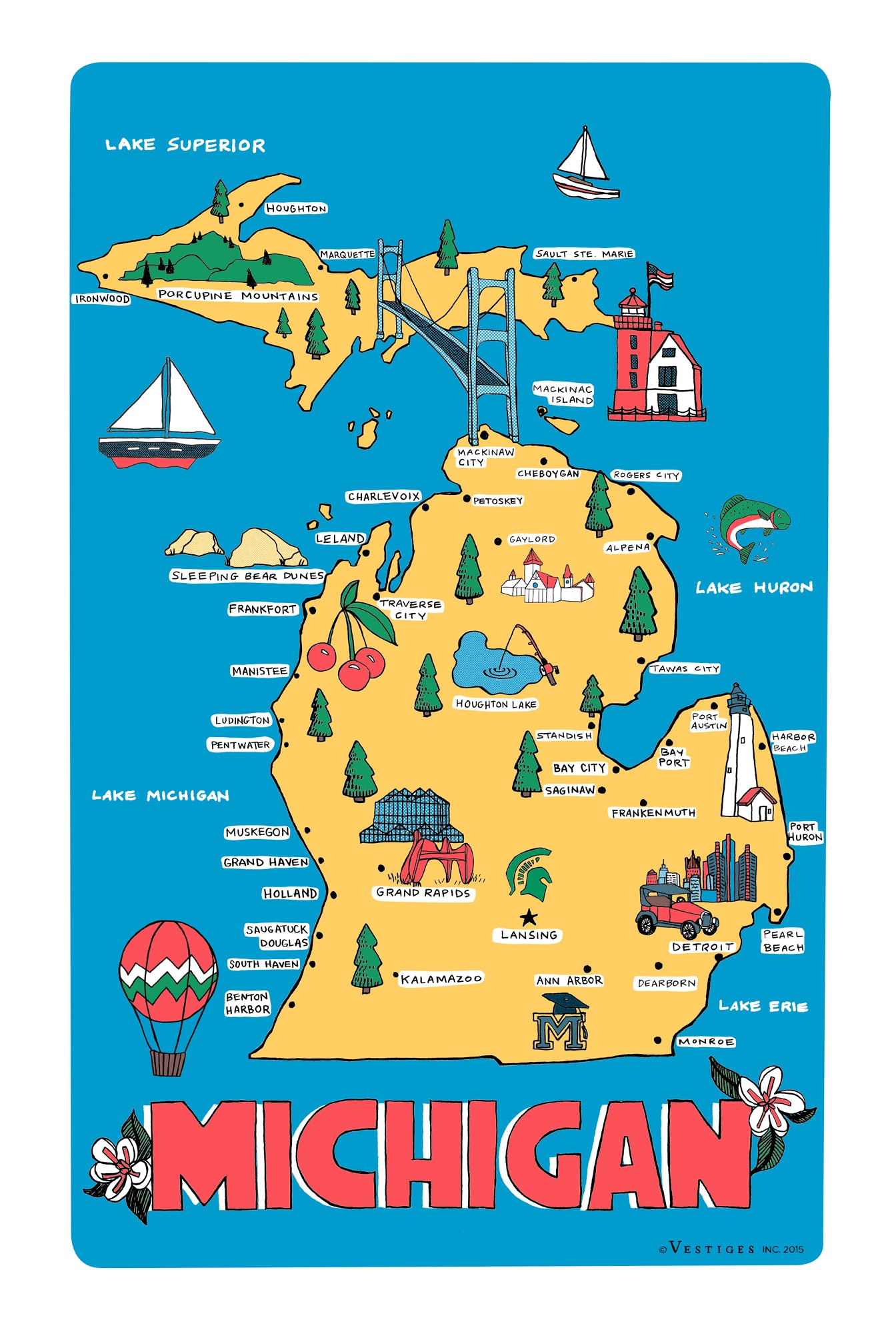 Michigan Icons created by artist Julie Van Grol