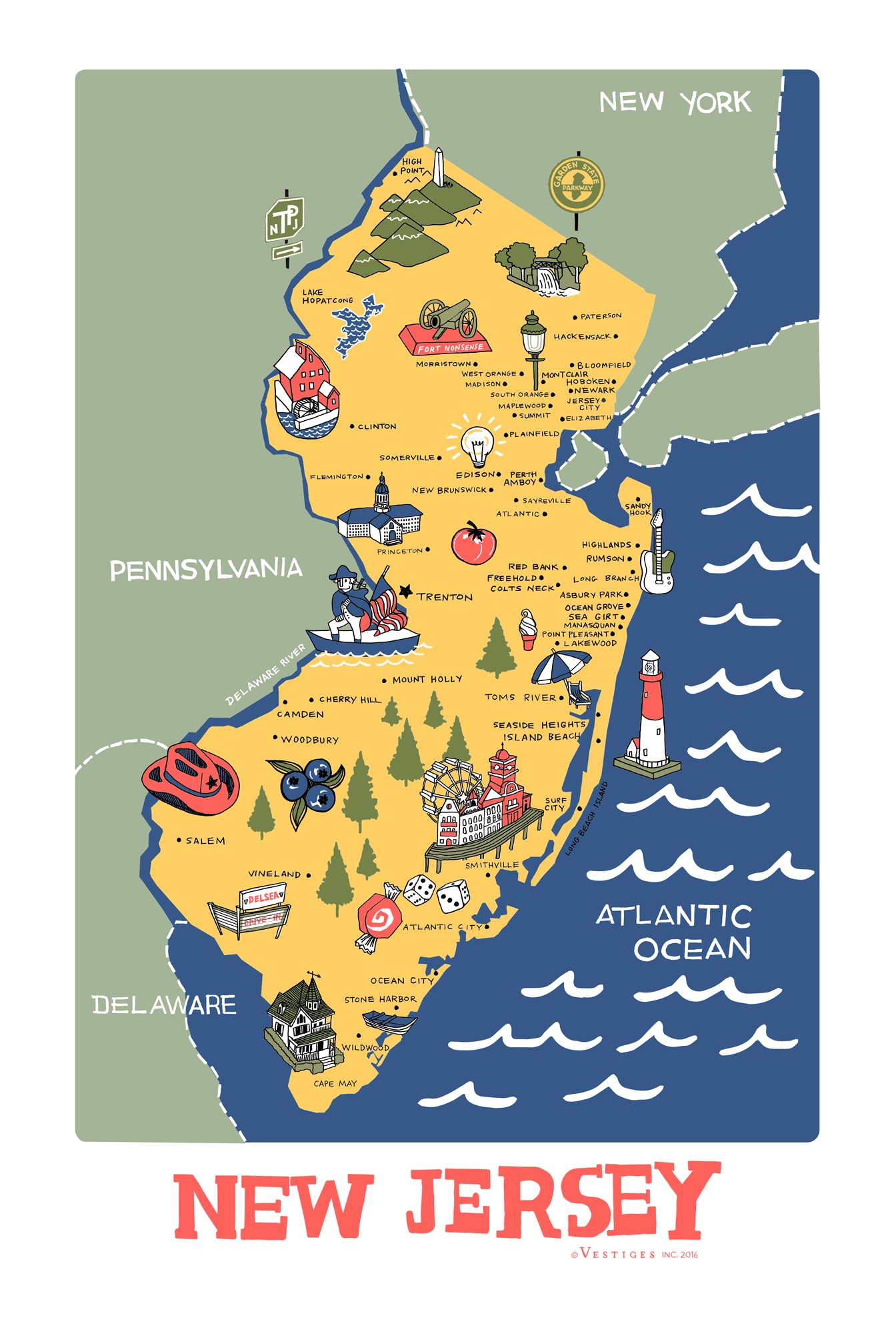 New Jersey Icons created by artist Julie Van Grol