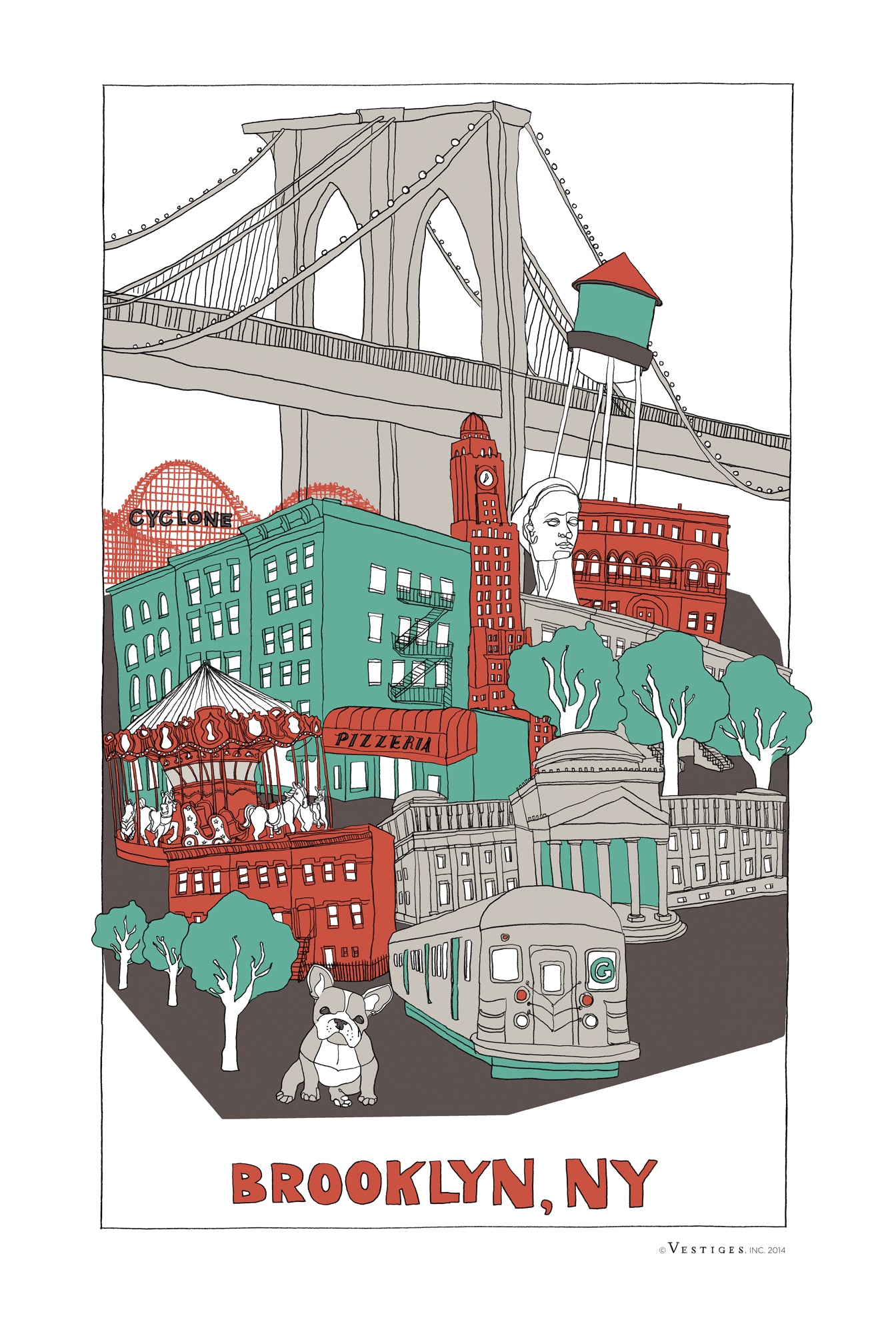 Brooklyn City Collage created by artist Julie Van Grol