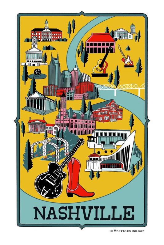 Nashville City Collage created by artist Julie Van Grol