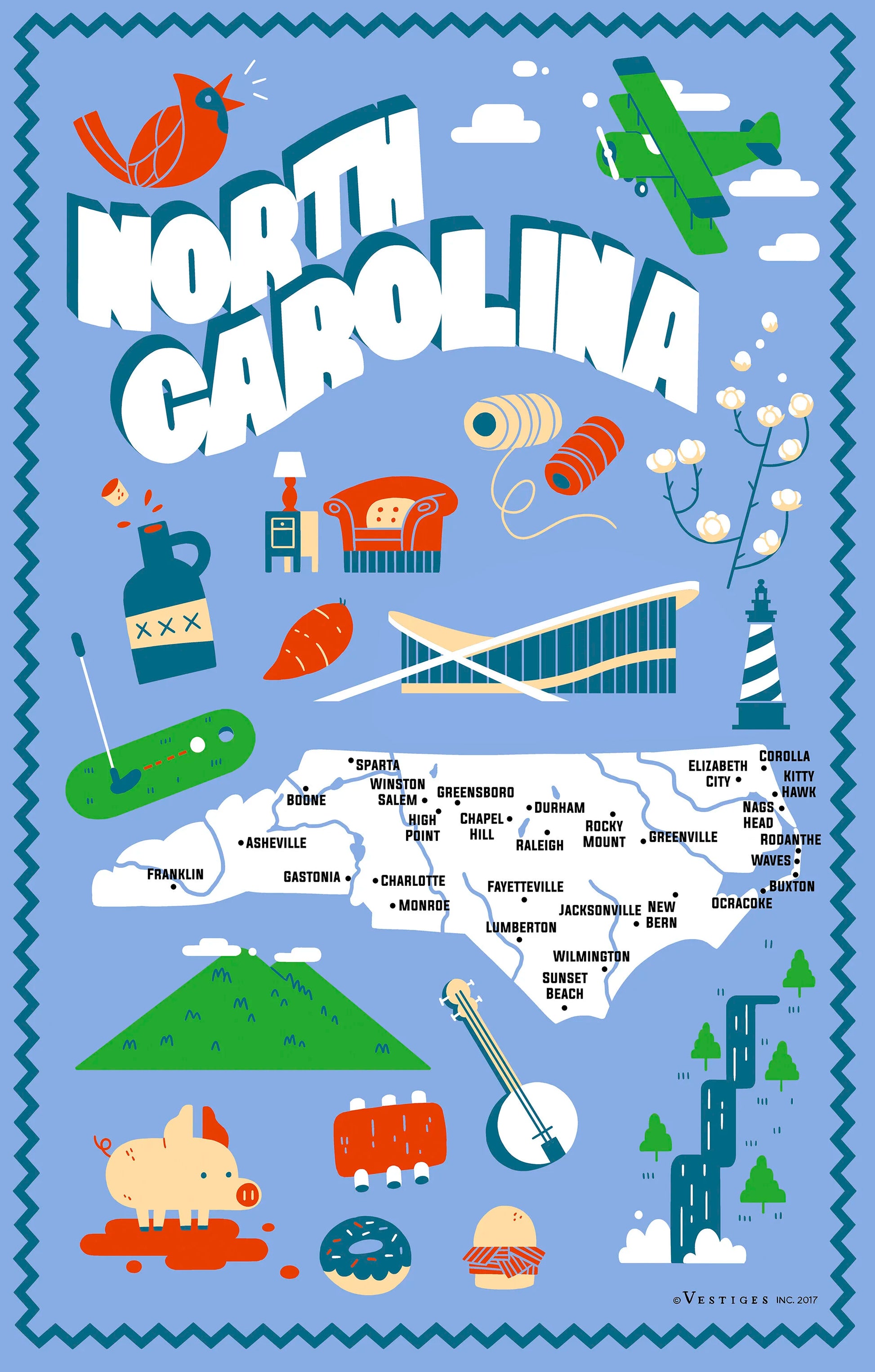 North Carolina Icons created by artist John Wilinksi