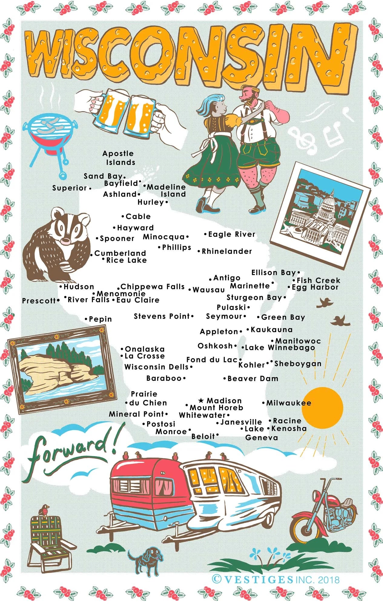 Wisconsin Icons created by artist Thom Robertson