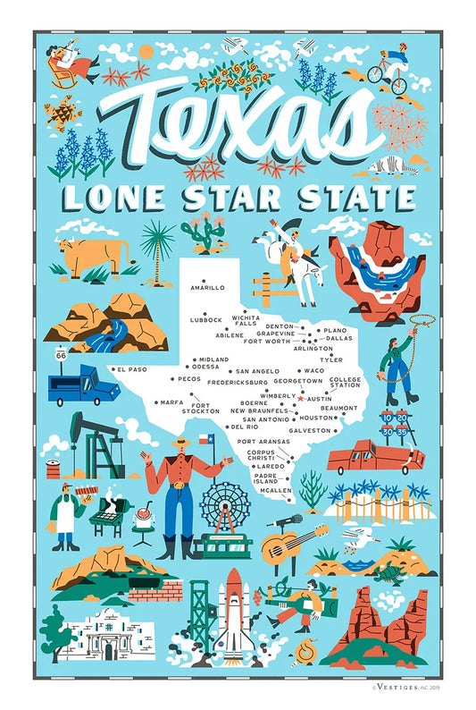 Texas Icons Vertical created by artist Bill Rebholz