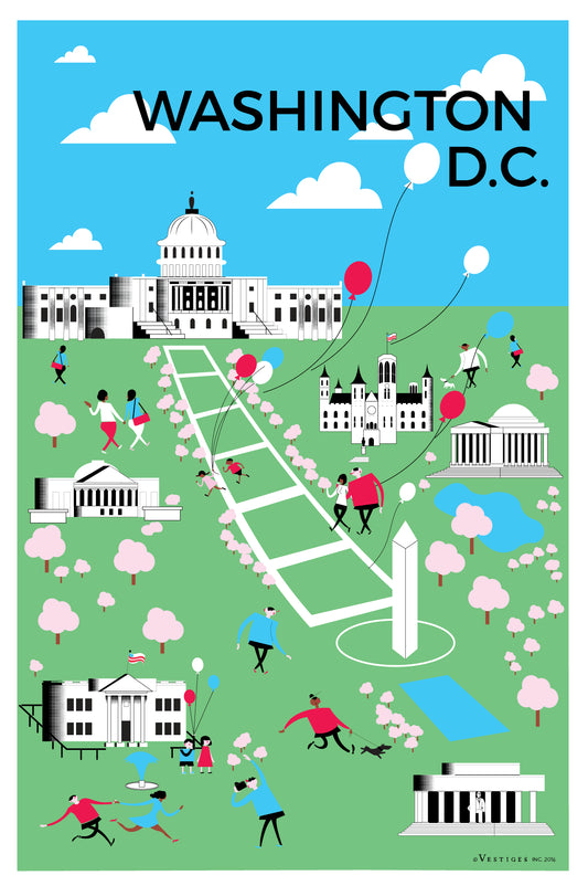 Washington DC Aerial View created by artist Nathan Motzko