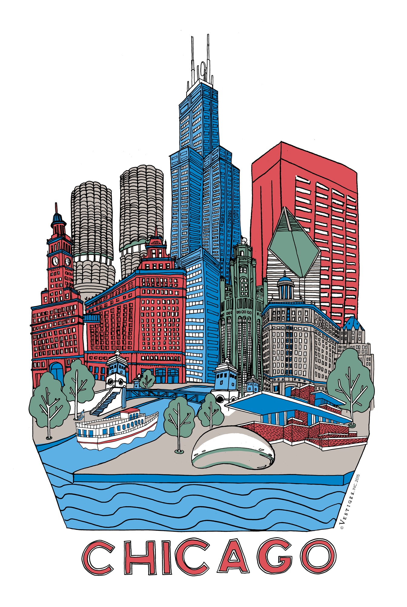 Chicago City Collage created by artist Julie Van Grol