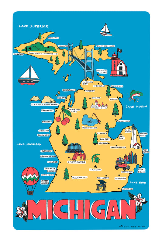 Michigan Icons created by artist Julie Van Grol