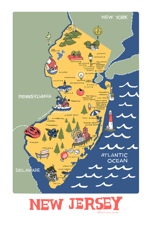 New Jersey Icons created by artist Julie Van Grol
