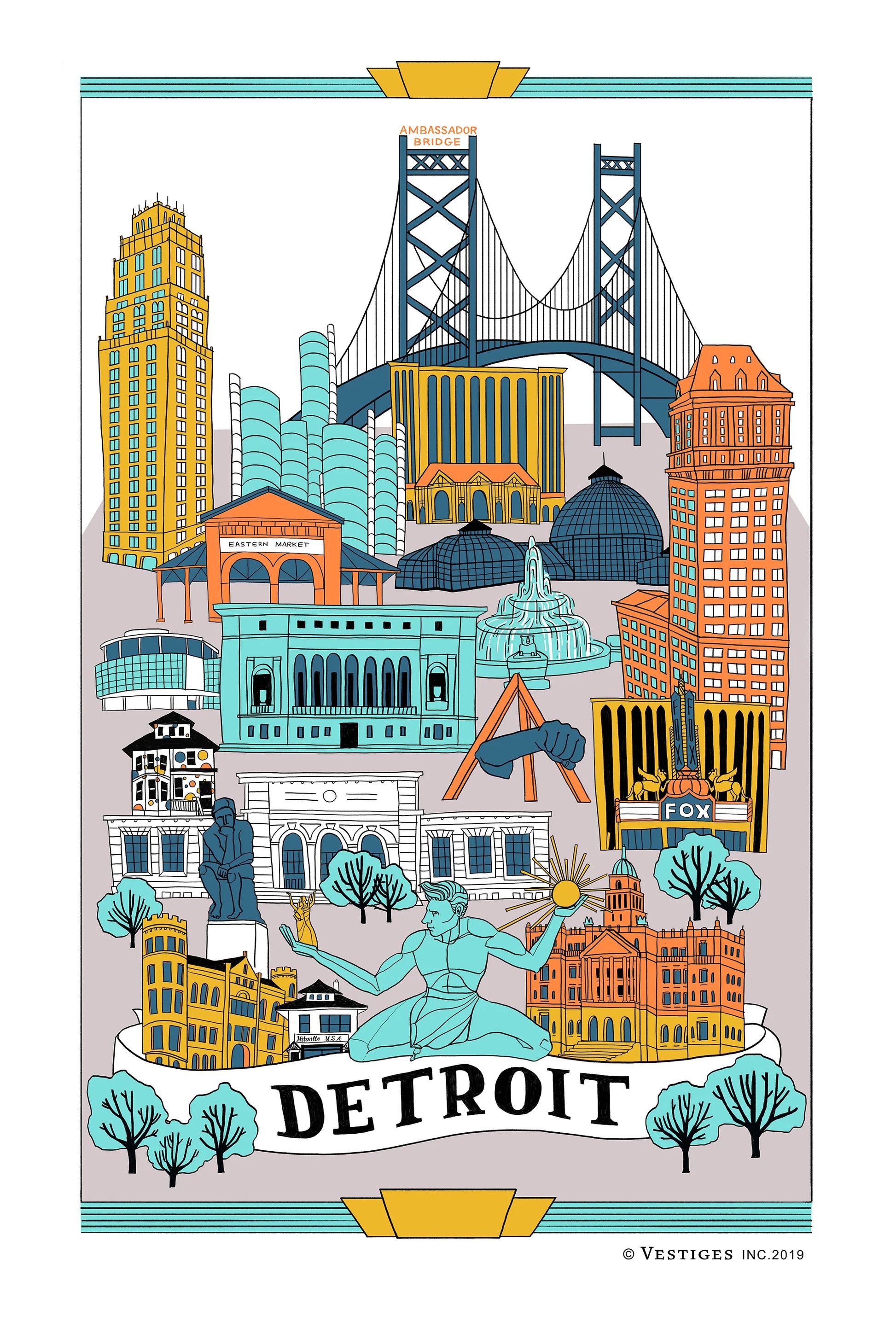 Detroit City Collage created by artist Julie Van Grol