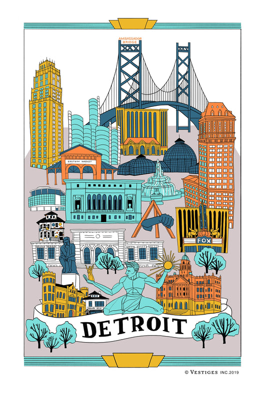 Detroit City Collage created by artist Julie Van Grol